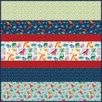 Rainbow Dino MINKY Strip Quilt