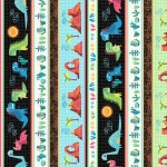 DINOSAUR BORDER STRIPE ON MINKY