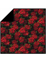 Scarlet Poinsettia - MINKY Strip Quilt /58"x58"