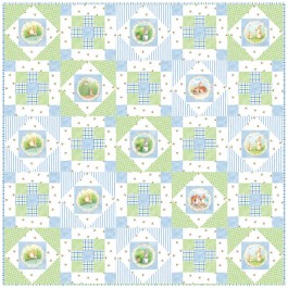 Hop Along - Blue Quilt by Susan Emory /50"x50"