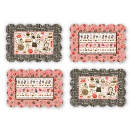 Scalloped Placemats  perk me up by  poorhouse designs 12.5"x18.5"