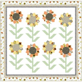Growing Tall Sunflower Festival Quilt by Natalie Crabtree /65.5"x64.2" - Free pattern available in August, 2022