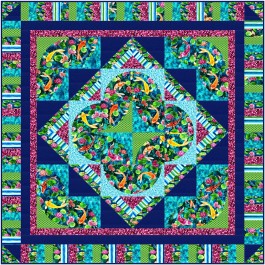 Tranquility Quilt Koi Pond by Marsha Evans Moore /49.5"x49.5" - Free pattern available in July, 2022