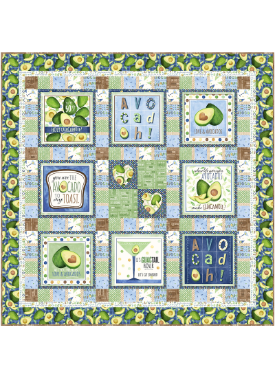 Avocado Kitchen Avo great Day Quilt by Marsha Evans Moore /48.25"x48/25"- Free pattern available in August, 2022