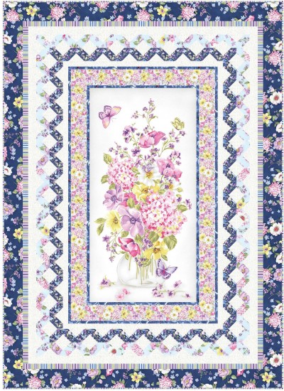 Delicate Beauty Blue Quilt by Wendy Sheppard /52"x72"