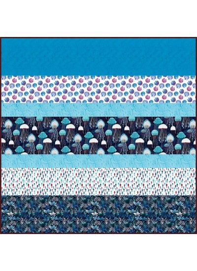 Fanciful Sea Life MINKY Strip Quilt
