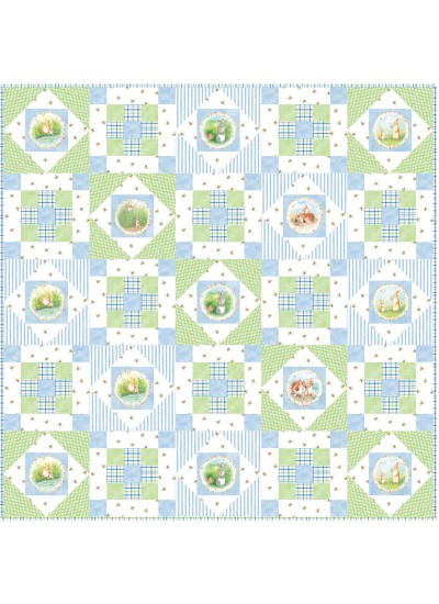 Hop Along - Blue Quilt by Susan Emory /50"x50"