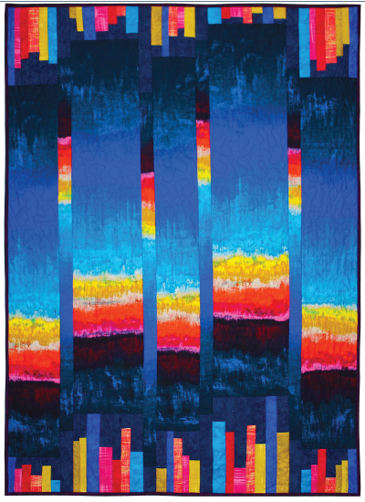 Koi Pond Garden Sunset Quilt by Marinda Stewart /40"x55"
