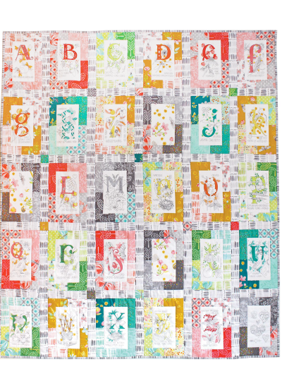 Nature Walk A to Z Quilt by Tamara Kate / 50"x 59" 