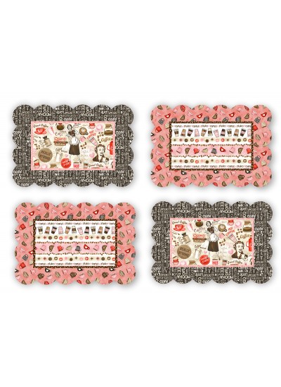 Scalloped Placemats  perk me up by  poorhouse designs 12.5"x18.5"