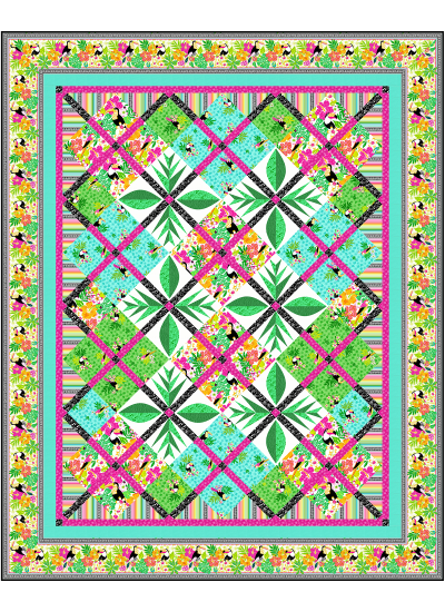 Rainforest Toucan Do It Quilt by Marsha Evans Moore /64.5"Wx80"H - free pattern available in June, 2022