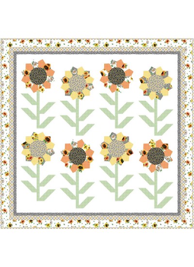 Growing Tall Sunflower Festival Quilt by Natalie Crabtree /65.5"x64.2" - Free pattern available in August, 2022