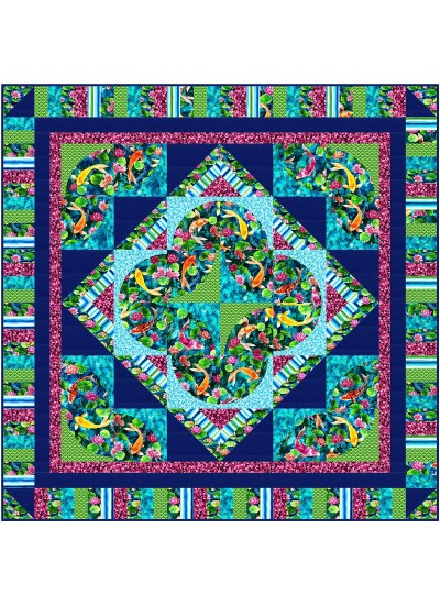 Tranquility Quilt Koi Pond by Marsha Evans Moore /49.5"x49.5" - Free pattern available in July, 2022