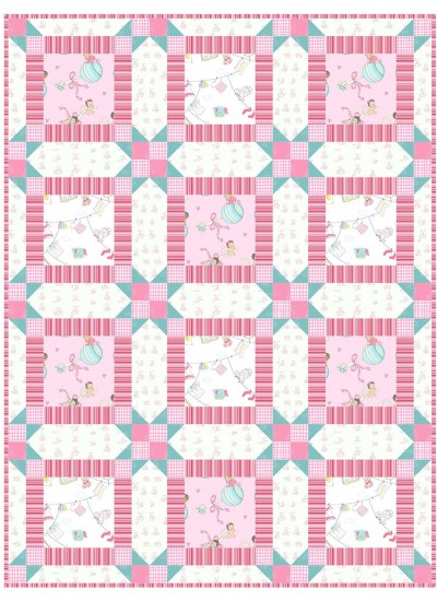 Wee Ones Pink Quilt by Christine Stainbrook /36"x48"
